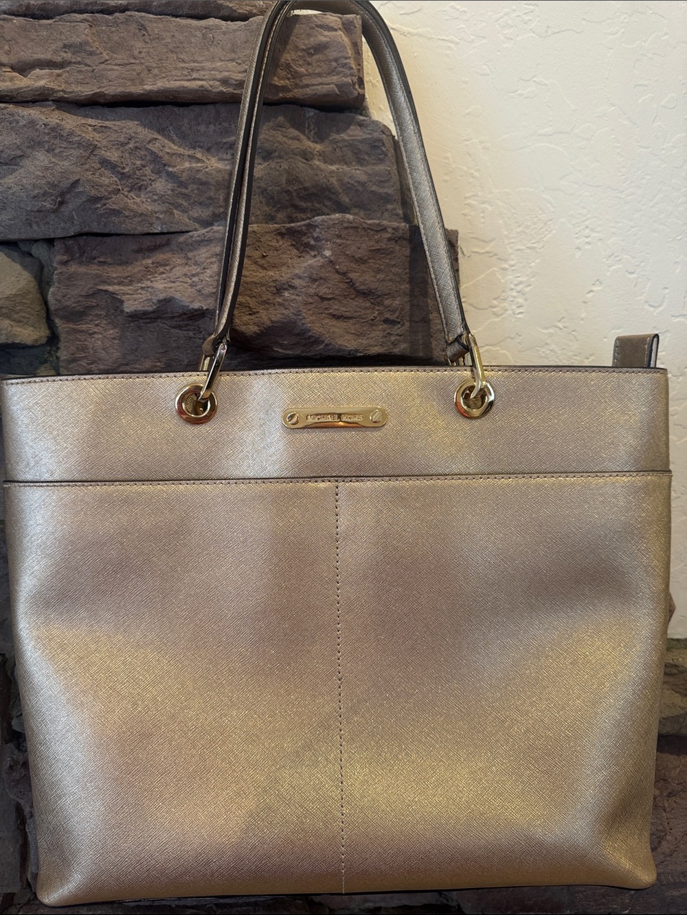 Michael Kors Metallic Gold Tote with Dual Shoulder Straps